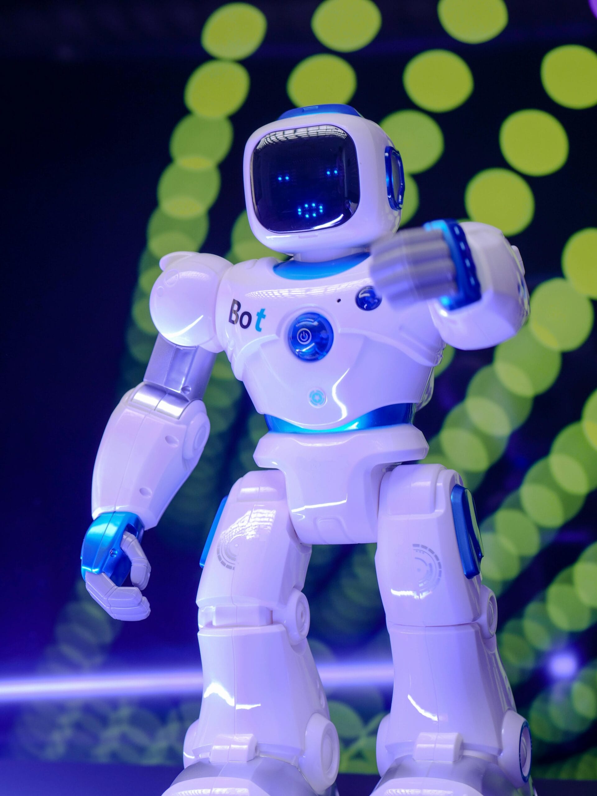 Photo by Kindel Media: https://www.pexels.com/photo/blue-and-white-robot-toy-8566531/